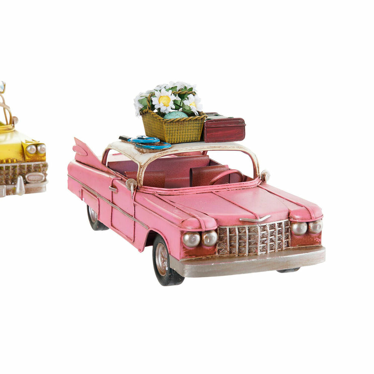 Koristeauto vintage 4 kpl, 25,8 x 10,5 x 9,5 cm, keltainen sininen vihreä pinkki