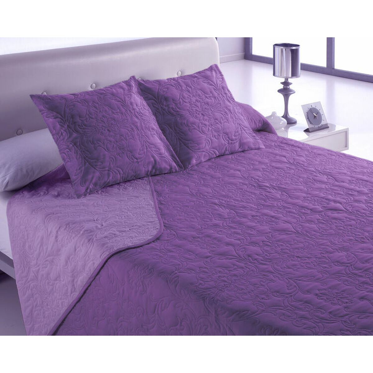 Vuodepeite 270x260 cm, käännettävä vaaleanlila & violetti 3-osainen sänky 180