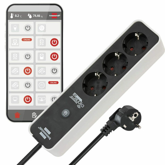 Jatkojohto Wi‑Fi 3600 W, 3x Schuko, 1,5 m, ylijännitesuoja & kytkin kotitoimistoon