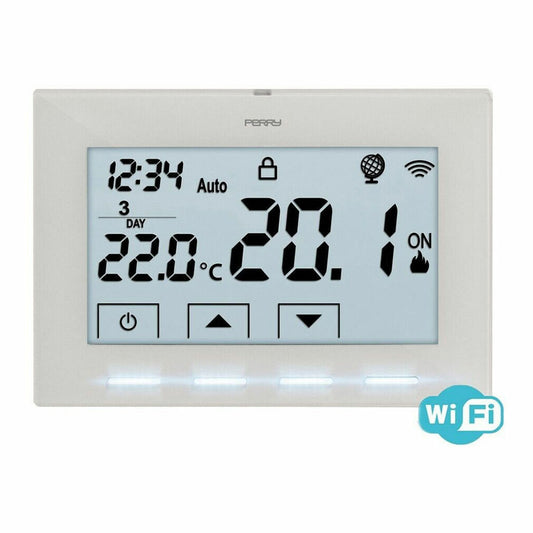 WiFi-termostaatti ajastin 4,7" LCD, langaton lämmitykseen, ohjelmoitava valkoinen